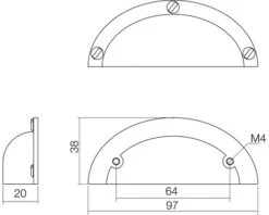 Alternative view of INTERSTEEL Komgreep Mat Zwart, 97 Mm