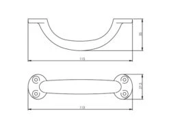Alternative view of INTERSTEEL Booggreep Mat Zwart, 115 Mm