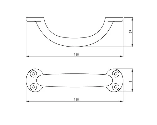 INTERSTEEL Booggreep Mat Zwart, 130 Mm 4 INTERSTEEL Booggreep Mat Zwart, 130 Mm - Afbeelding 2