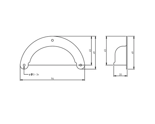 INTERSTEEL Komgreep 96 Mm Mat Zwart 4 INTERSTEEL Komgreep 96 Mm Mat Zwart - Afbeelding 2