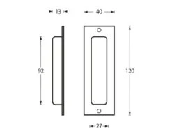 Alternative view of INTERSTEEL Komgreep Rechthoek Met Schroefgaten, 120x40 Mm