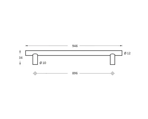 INTERSTEEL Meubelgreep RVS Geborsteld, Ø 12 Mm Lengte 946 Mm 4 INTERSTEEL Meubelgreep RVS Geborsteld, Ø 12 Mm Lengte 946 Mm - Afbeelding 2