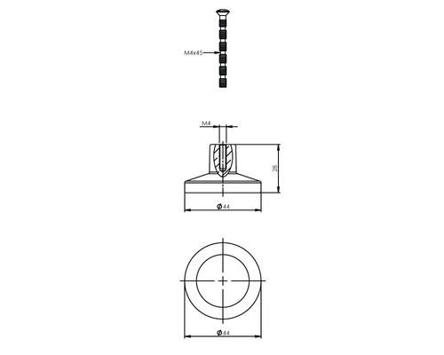 INTERSTEEL Meubelknop Plat Mat Zwart, Ø 44 Mm 4 INTERSTEEL Meubelknop Plat Mat Zwart, Ø 44 Mm - Afbeelding 2