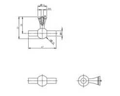 Alternative view of INTERSTEEL Meubelknop T-vorm RVS Geborsteld, 47x37 Mm