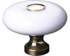Meubelknop Porselein/metaal Wit-glimmend-goud Ø 35 Mm